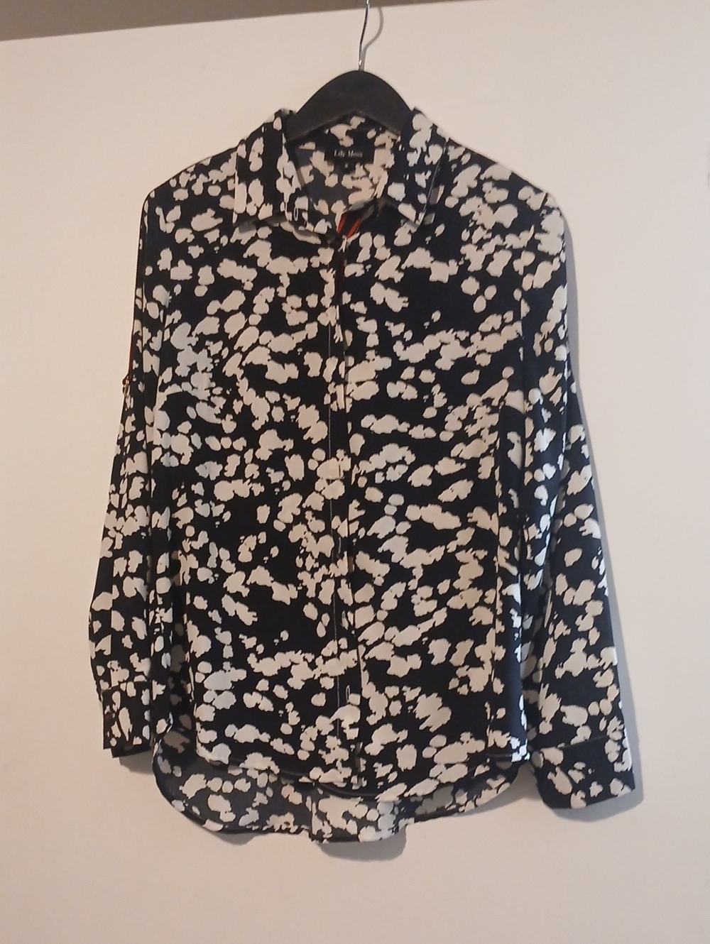 Black & White Printed Button-Down Blouse
